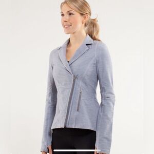 Lululemon Ride On Moto Jacket Gray Peplum Zip Fitted Blazer Size 4
